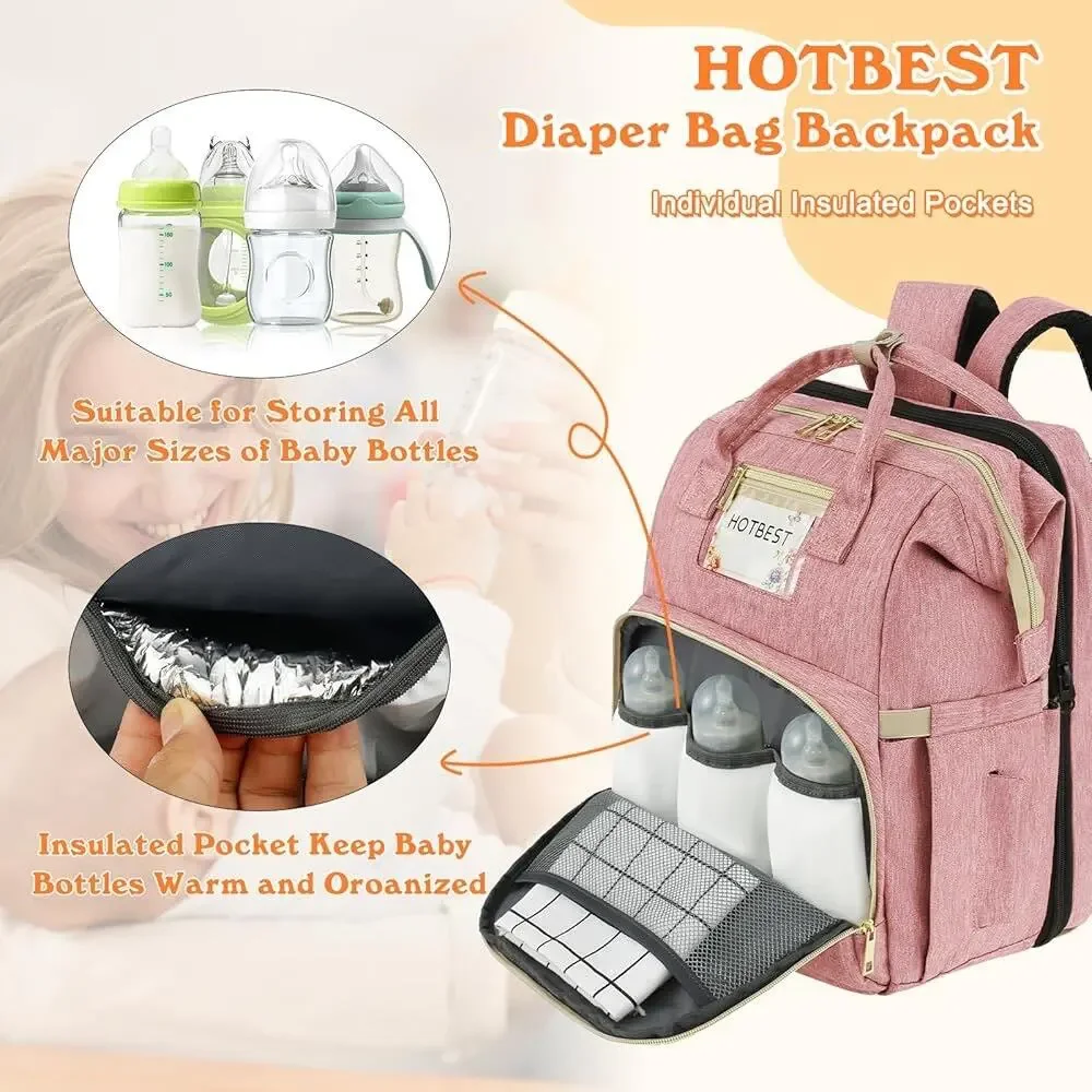 HOTBEST Diaper Bag Backpack, Pink, Large New